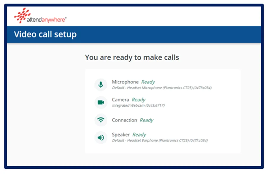 Video call setup screenshot