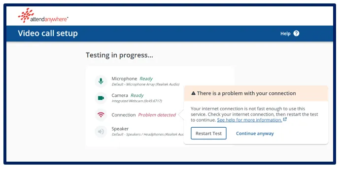Video call setup screenshot